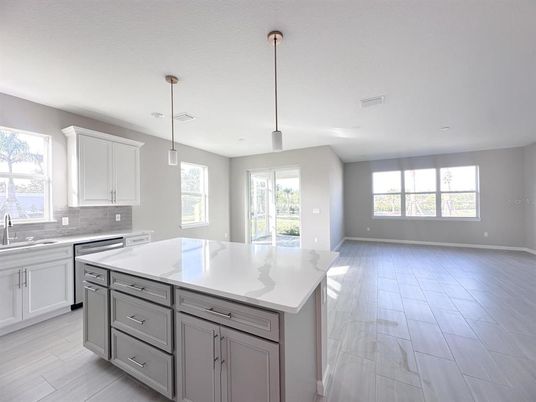 Interior, Kitchen, Pendant Lights, Recessed Lighting, Wood Texture Flooring