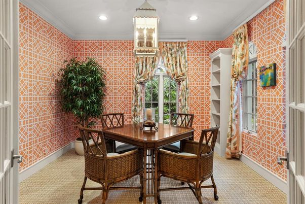 Dining room, Interior, Recessed Lighting, Stone Walls