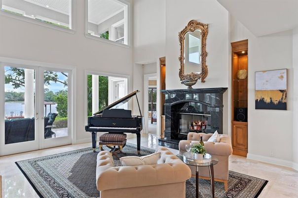 Fireplace, Interior, Living room, Piano
