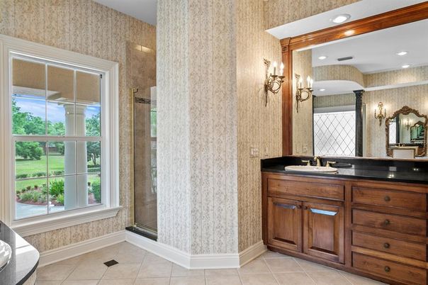 Bathroom, Glass Shower, Interior, Recessed Lighting
