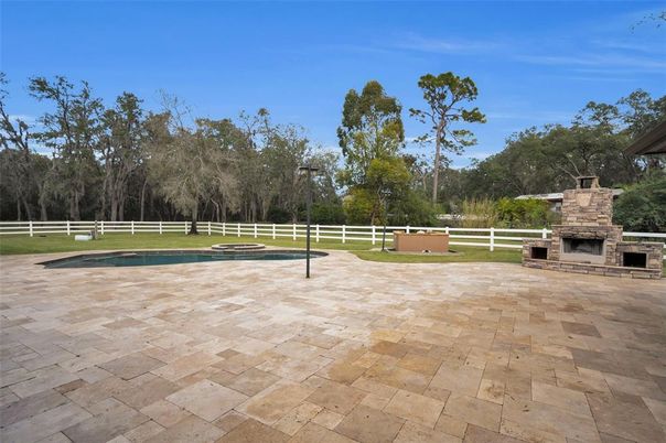 Exterior, Fireplace, Pool