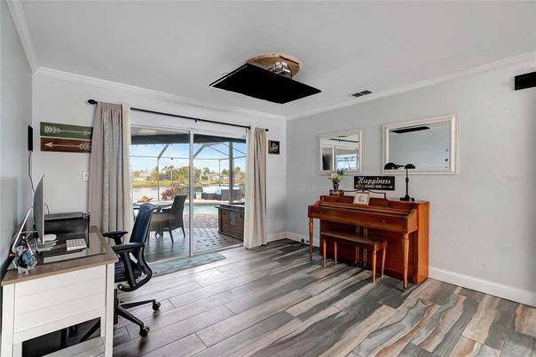 Home Office, Interior, Piano, Wood Texture Flooring