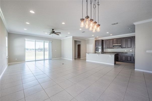 Empty room, Interior, Kitchen, Pendant Lights, Recessed Lighting