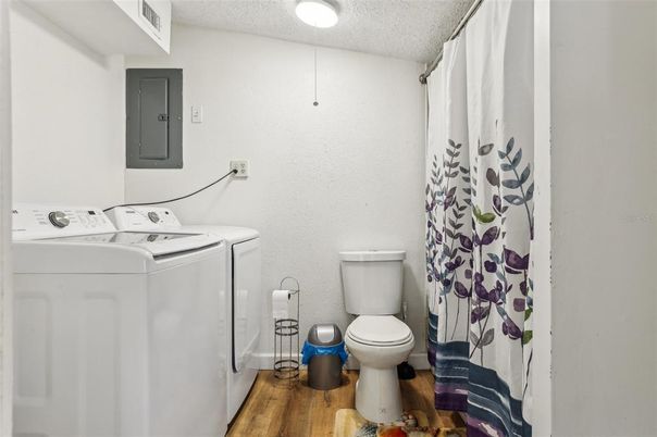 Interior, Washer, Wood Texture Flooring