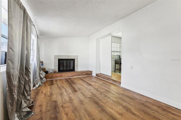 Empty room, Fireplace, Interior, Wood Texture Flooring