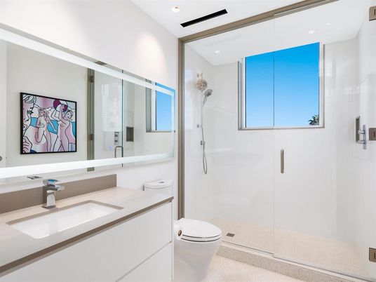 Bathroom, Glass Shower, Interior, Recessed Lighting