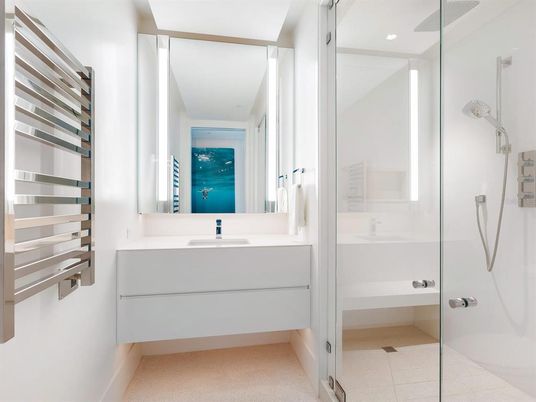 Bathroom, Glass Shower, Interior, Recessed Lighting