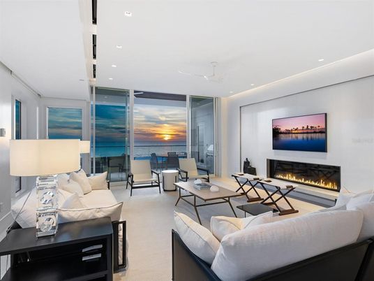Fireplace, Interior, Living room, Recessed Lighting, Water