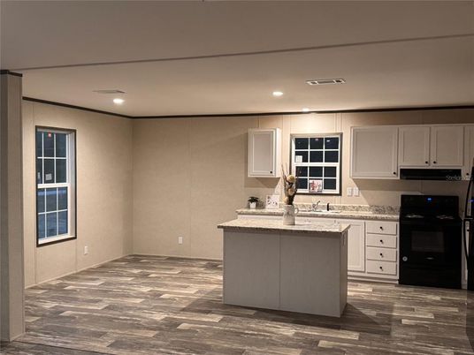 Interior, Kitchen, Recessed Lighting, Wood Texture Flooring