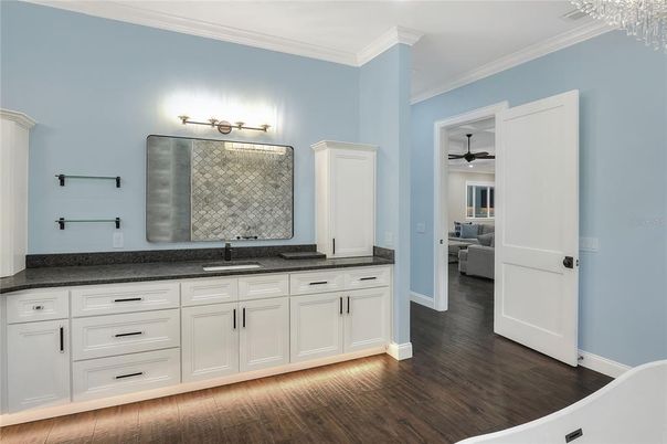 Bathroom, Dual Sink Vanities, Interior, Wood Texture Flooring