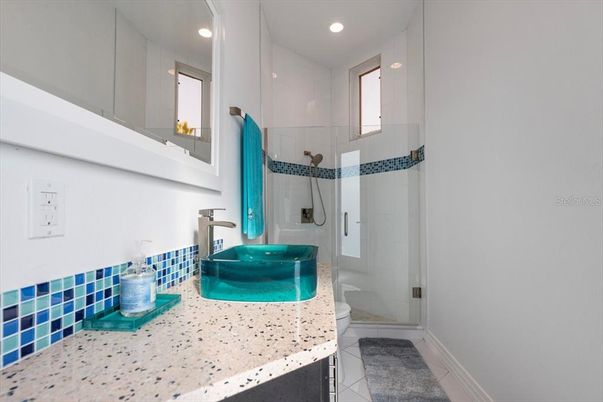 Bathroom, Glass Shower, Interior, Recessed Lighting