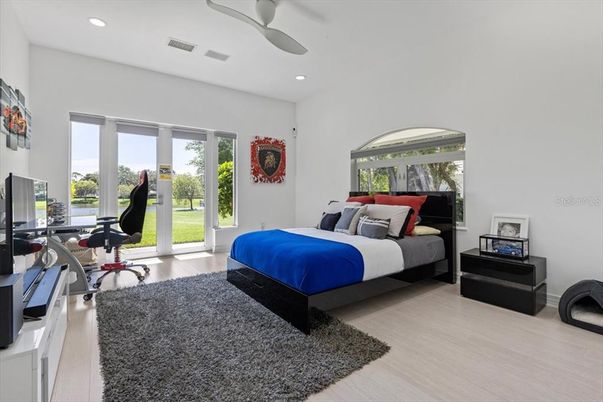 Bedroom, Home Office, Interior, Recessed Lighting, Wood Texture Flooring