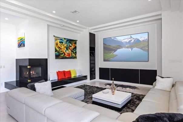 Fireplace, Interior, Living room, Recessed Lighting