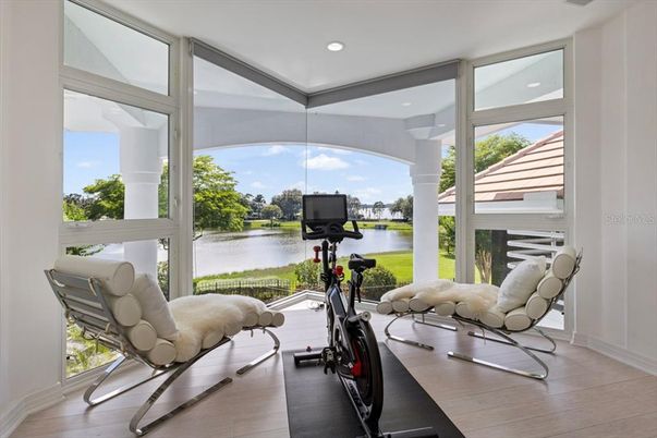 Fitness Equipment, Interior, Recessed Lighting, Water, Wood Texture Flooring