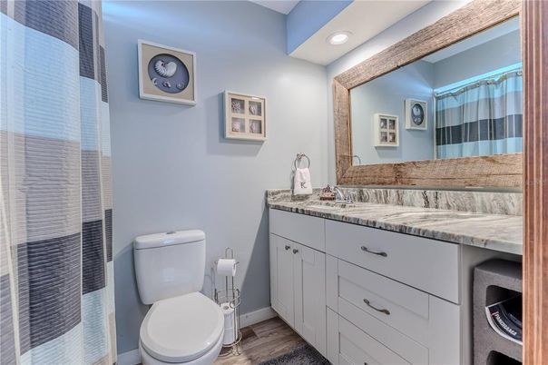 Bathroom, Interior, Recessed Lighting, Wood Texture Flooring