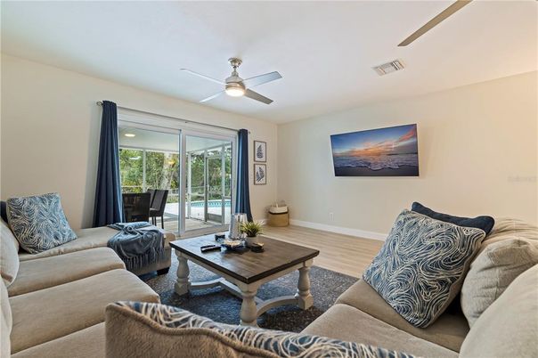 Interior, Living room, Recessed Lighting, Wood Texture Flooring