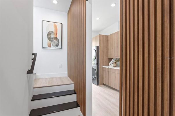 Interior, Recessed Lighting, Utility Closets, Washer, Wood Texture Flooring