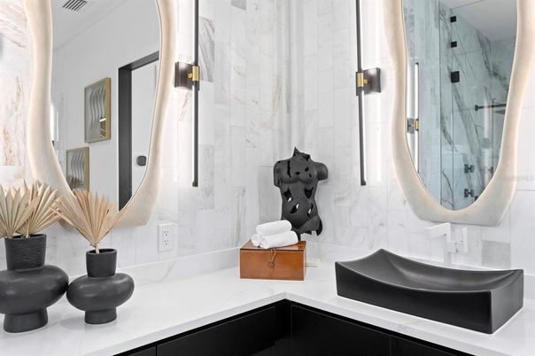 Bathroom, Glass Shower, Interior, Marble Walls