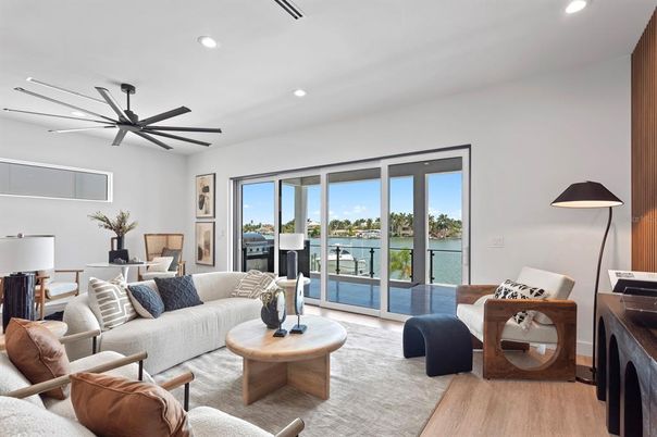 Interior, Living room, Recessed Lighting, Water, Wood Texture Flooring