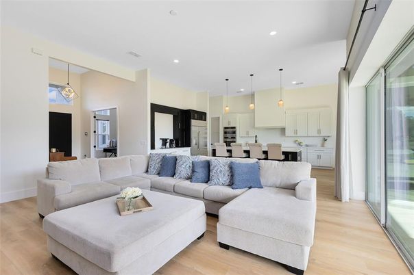 Dining room, Interior, Kitchen, Living room, Pendant Lights, Recessed Lighting, Wood Texture Flooring