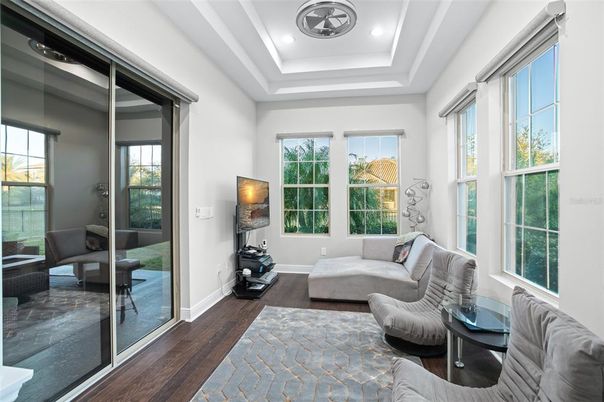 Interior, Living room, Recessed Lighting, Wood Texture Flooring