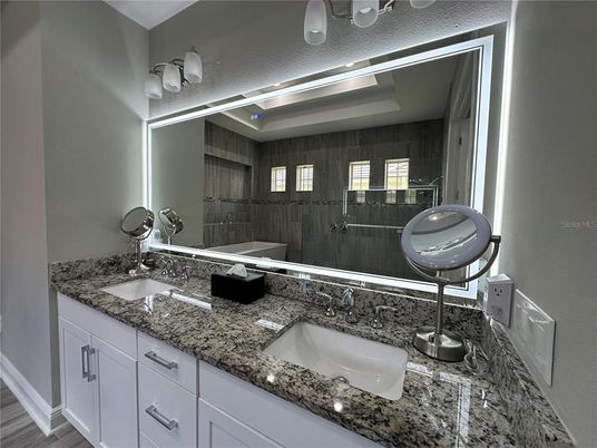 Bathroom, Bedroom, Glass Shower, Interior, Recessed Lighting, Wood Texture Flooring