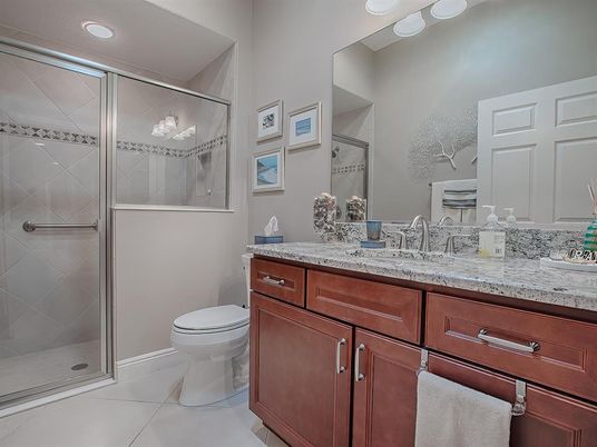Bathroom, Dual Sink Vanities, Glass Shower, Interior, Recessed Lighting