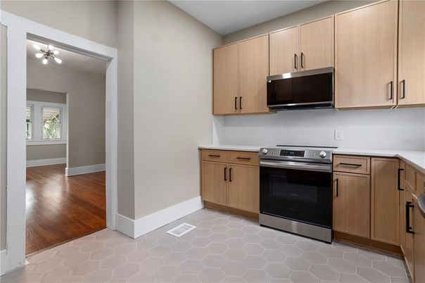 Interior, Kitchen, Stainless Steel Appliances, Wood Texture Flooring