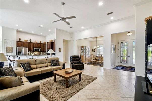 Dining room, Interior, Kitchen, Living room, Recessed Lighting, Stainless Steel Appliances