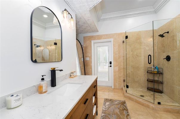Bathroom, Dual Sink Vanities, Glass Shower, Interior, Recessed Lighting