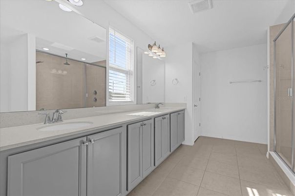 Bathroom, Dual Sink Vanities, Glass Shower, Interior, Recessed Lighting