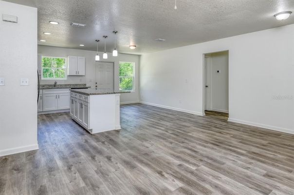 Interior, Kitchen, Pendant Lights, Recessed Lighting, Wood Texture Flooring