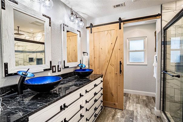 Bathroom, Dual Sink Vanities, Interior, Wood Texture Flooring