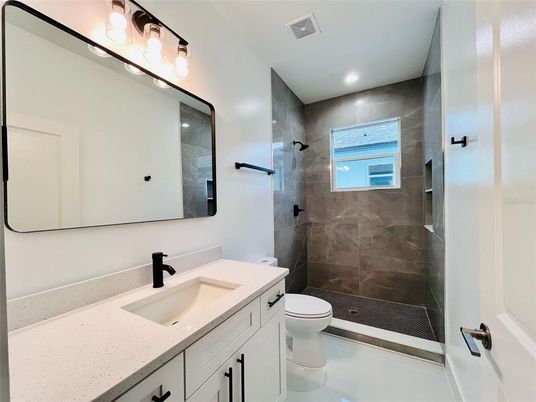 Bathroom, Glass Shower, Interior, Recessed Lighting