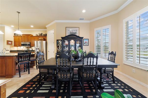Dining room, Interior, Kitchen, Pendant Lights, Recessed Lighting, Stainless Steel Appliances