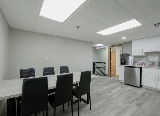 Dining room, Interior, Kitchen, Recessed Lighting, Stainless Steel Appliances, Wood Texture Flooring