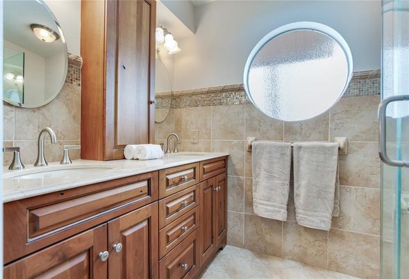 Bathroom, Dual Sink Vanities, Glass Shower, Interior
