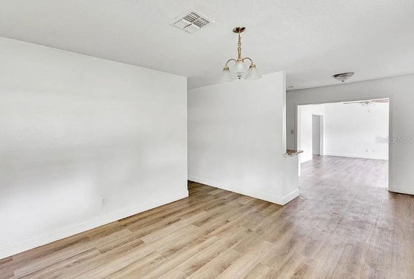 Empty room, Interior, Pendant Lights, Wood Texture Flooring