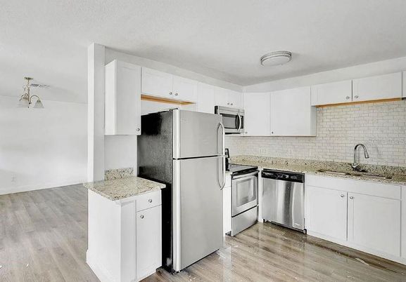 Interior, Kitchen, Stainless Steel Appliances, Wood Texture Flooring