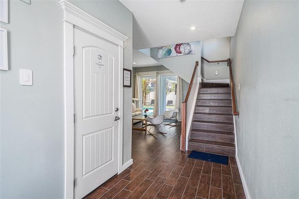 Dining room, Interior, Recessed Lighting, Wood Texture Flooring