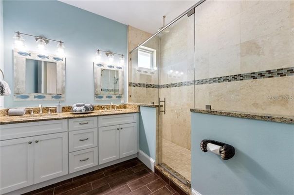 Bathroom, Dual Sink Vanities, Glass Shower, Interior