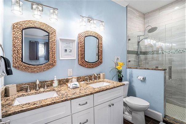Bathroom, Dual Sink Vanities, Glass Shower, Interior