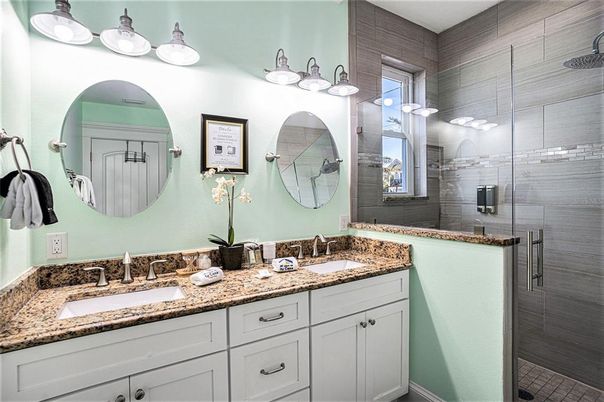 Bathroom, Dual Sink Vanities, Glass Shower, Interior