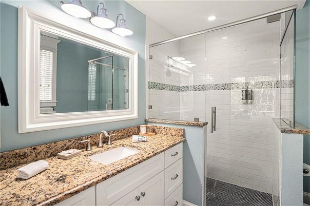 Bathroom, Glass Shower, Interior, Recessed Lighting