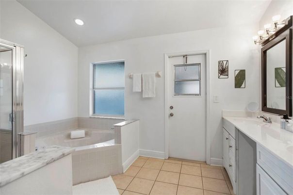 Bathroom, Dual Sink Vanities, Glass Shower, Interior, Recessed Lighting