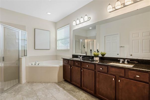 Bathroom, Dual Sink Vanities, Glass Shower, Interior, Recessed Lighting