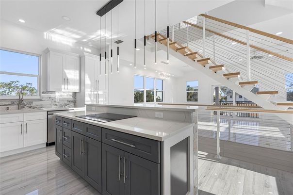 Interior, Kitchen, Pendant Lights, Recessed Lighting, Wood Texture Flooring