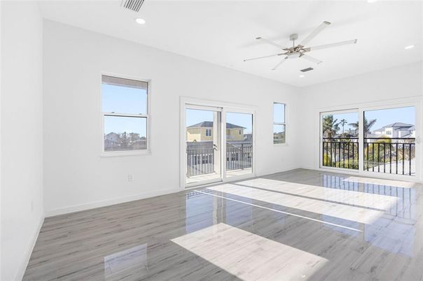 Empty room, Interior, Recessed Lighting, Wood Texture Flooring