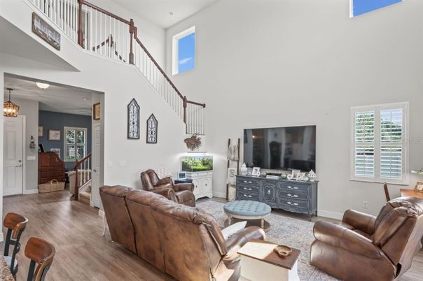 Interior, Living room, Pendant Lights, Wood Texture Flooring