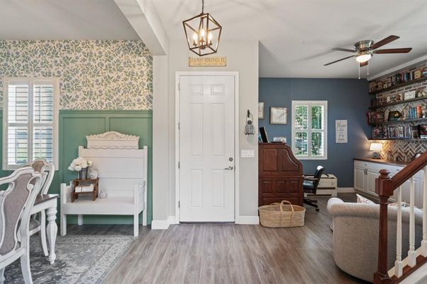 Bedroom, Interior, Pendant Lights, Wood Texture Flooring